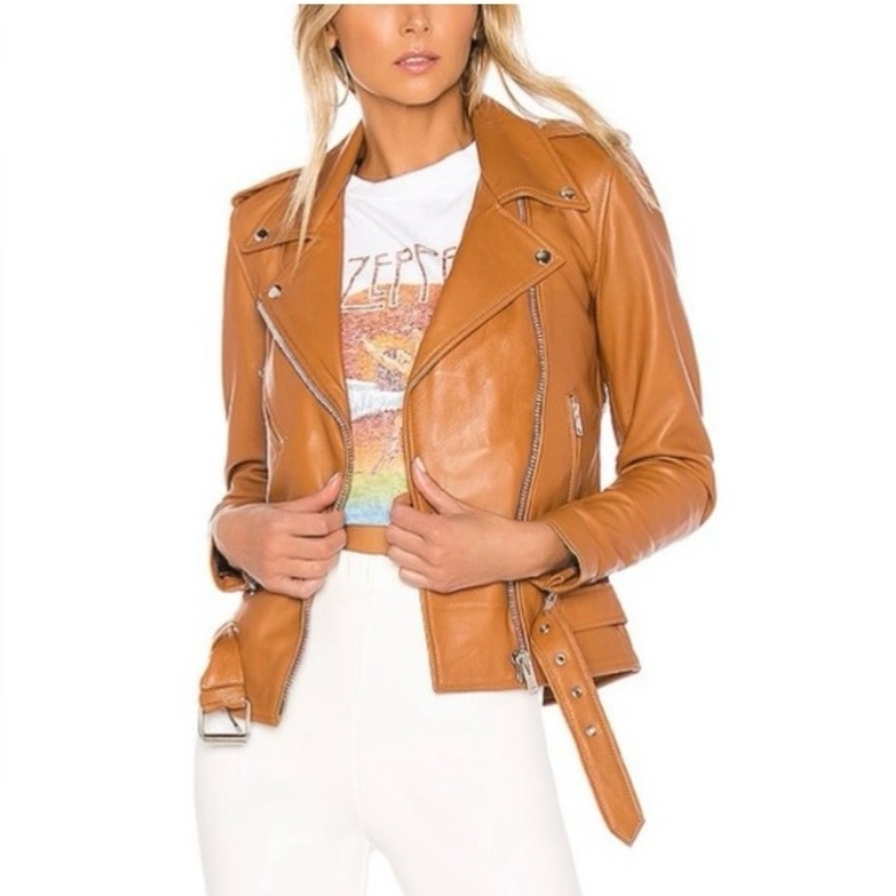 REVILVE X UNDERSTATED LEATHER LIGHTWEIGHT EASY RIDER JACKET SM